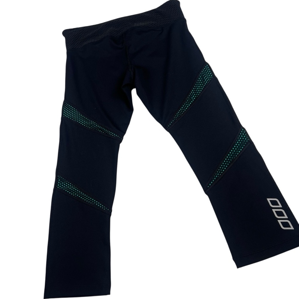 Lorna Jane Spark 7/8 Tight Crop Leggings Black/Neon Spearmint Size Small